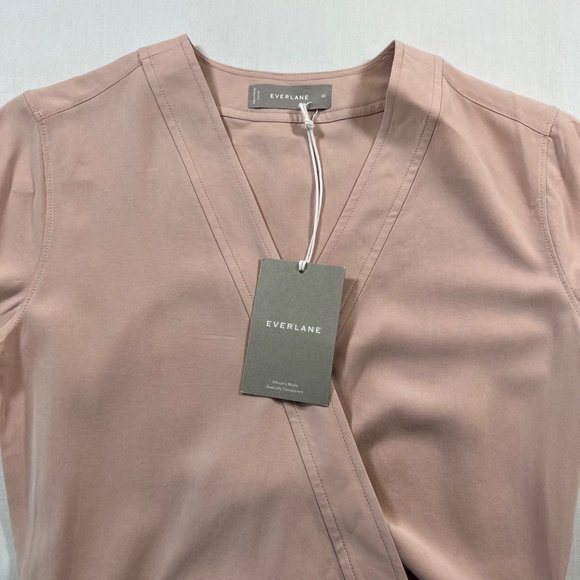 Everlane Washable Silk Wrap Top in Rose Size 00 NEW! - Picture 5 of 9